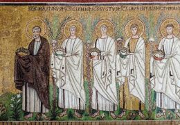 22.4.2010: Martin, Clement, Sixtus, Lawrence, Hippolytus, south wall, Sant'Apollinare Nuovo, Ravenna